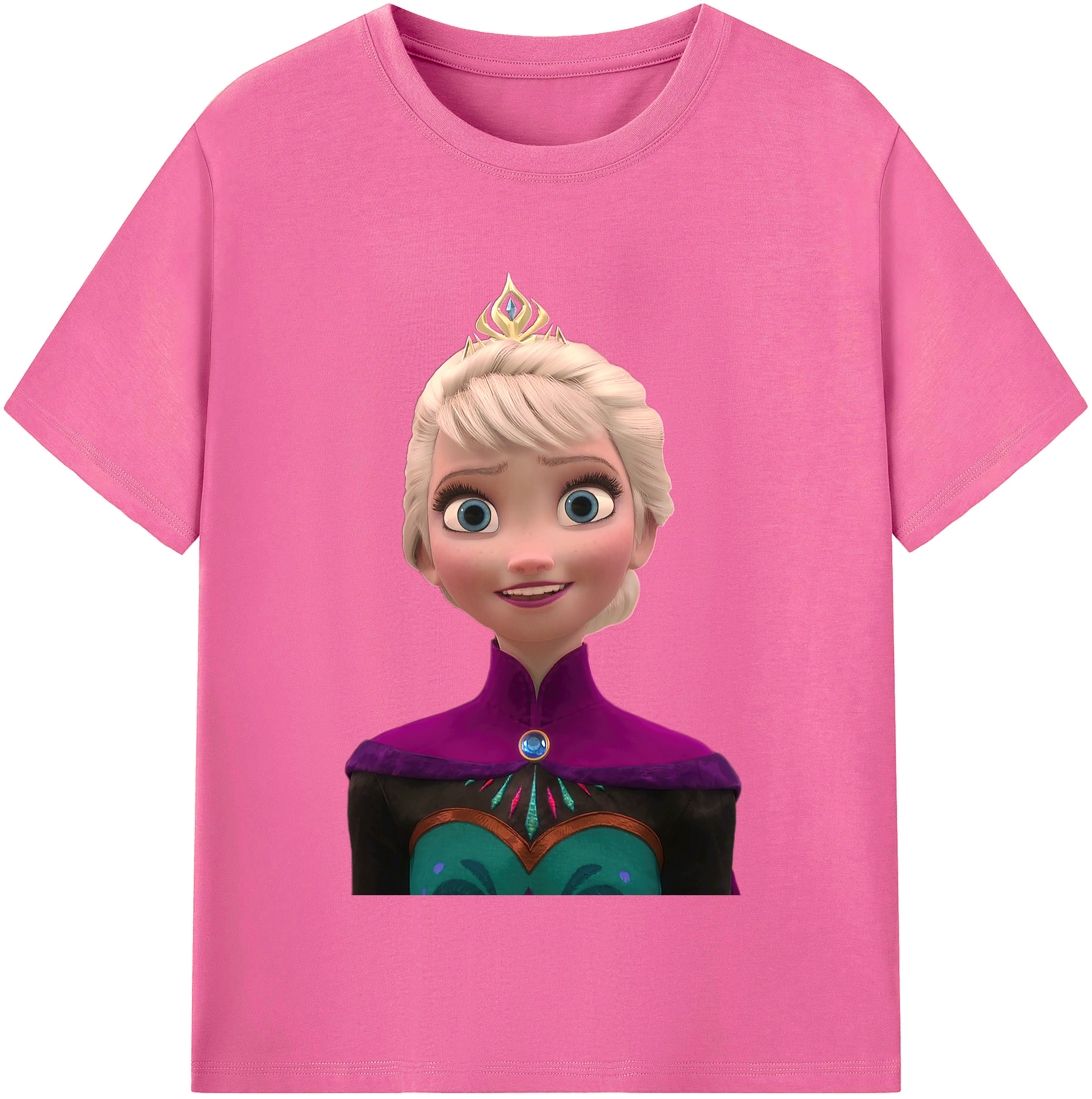（画像用） アナと雪の女王 アンナ エルサ Frozen Anna Elsa レディースカジュアルプリントTシャツ（綿100％）
